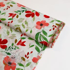 Viscosa RADIANCE Flowers Conie red digital print