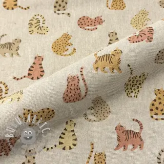 Tessuto decorativo Linenlook premium Cute Wild Cat