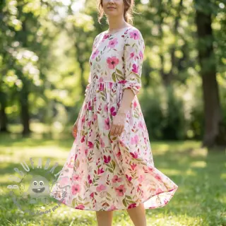 Viscosa RADIANCE Flowers Conie pink digital print