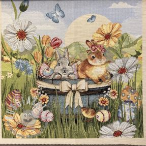 Tessuto decorativo GOBELIN PREMIUM Floral Easter Bunny PANEL