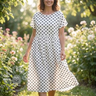 Viscosa RADIANCE Polka dot white