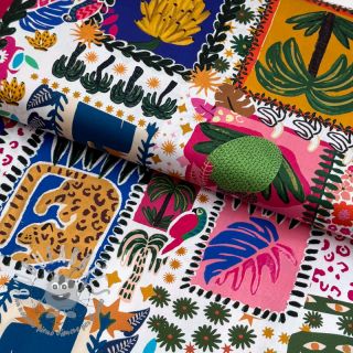 Tessuto di cotone SATIN Summer patchwork digital print