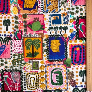 Tessuto di cotone SATIN Summer patchwork digital print