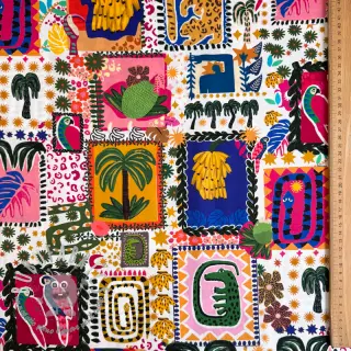 Tessuto di cotone SATIN Summer patchwork digital print