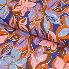 Tessuto di cotone VISCOSE Flowers dark petrol