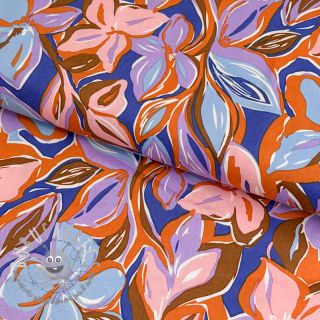 Tessuto di cotone VISCOSE Flowers dark petrol