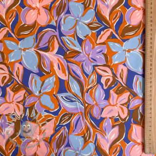 Tessuto di cotone VISCOSE Flowers dark petrol