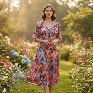 Tessuto di cotone VISCOSE Flowers dark petrol