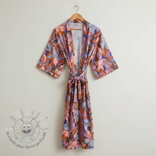 Tessuto di cotone VISCOSE Flowers dark petrol