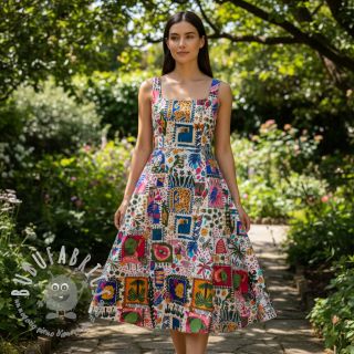 Tessuto di cotone SATIN Summer patchwork digital print