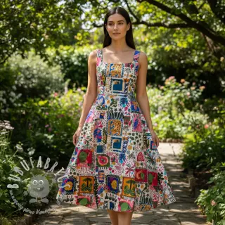 Tessuto di cotone SATIN Summer patchwork digital print