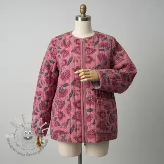 Mussola/Doppia garza STEPPED Flowers mauve