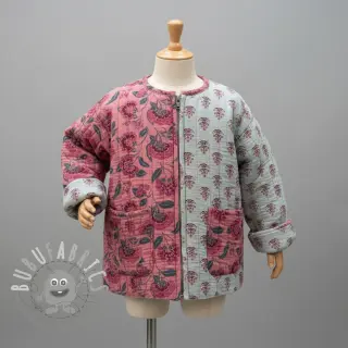 Mussola/Doppia garza STEPPED Flowers mauve