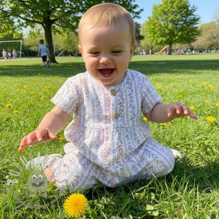 Mussola/Doppia garza Leaves in stripes digital print ORGANIC