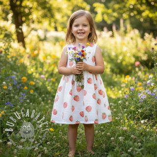 Mussola/Doppia garza Strawberries digital print