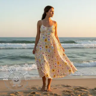 Mussola/Doppia garza Flowers Hot summer digital print