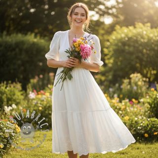 Mussola/Doppia garza BORDER Helene white