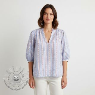 Mussola/Doppia garza Flowers check blue digital print