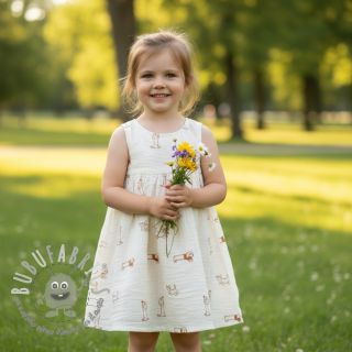 Mussola/Doppia garza EMBROIDERY Dogs ecru