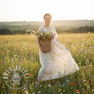 Mussola/Doppia garza EMBROIDERY Fruit natural yellow