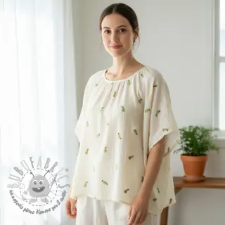Mussola/Doppia garza EMBROIDERY Fruit green SIMPLY NATURAL