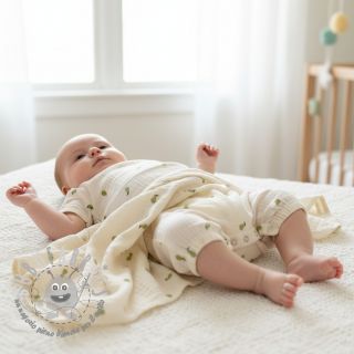 Mussola/Doppia garza EMBROIDERY Fruit green SIMPLY NATURAL