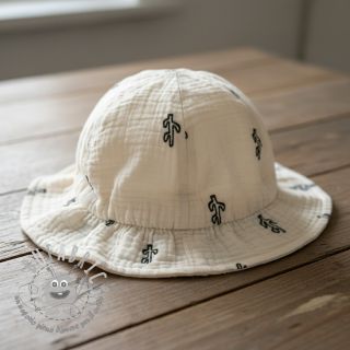 Mussola/Doppia garza EMBROIDERY Cactus natural