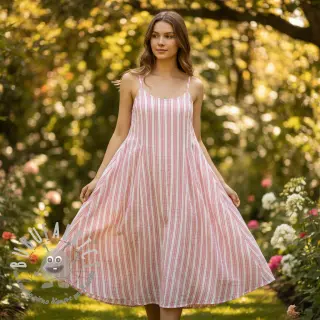 Mussola/Doppia garza YARN DYED Stripe in stripe pink
