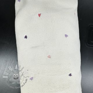Tessuto per cappotti TEDDY EMBROIDERY Hearts ecru 2nd class