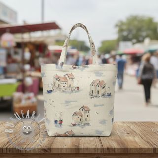 Tessuto decorativo Linenlook Seaside House View digital print