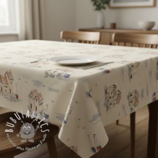 Tessuto decorativo Linenlook Seaside House View digital print