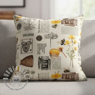 Tessuto decorativo Linenlook Bee Honey Recipe digital print