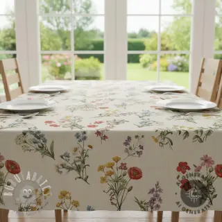 Tessuto decorativo Linenlook Delicate Floral Field digital print