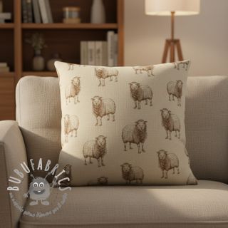 Tessuto decorativo Linenlook Pen Drawing Sheep digital print