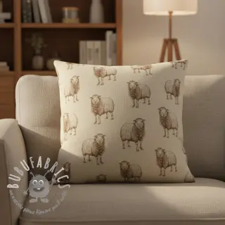 Tessuto decorativo Linenlook Pen Drawing Sheep digital print