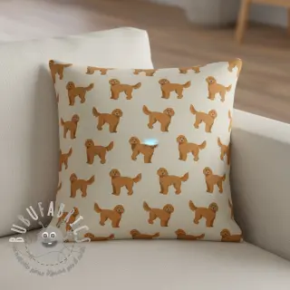 Tessuto decorativo Linenlook Labradoodle Dog Love digital print