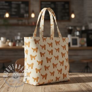 Tessuto decorativo Linenlook Labradoodle Dog Love digital print