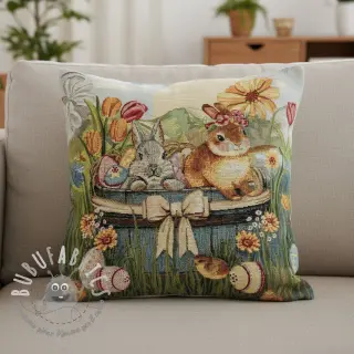 Tessuto decorativo GOBELIN PREMIUM Floral Easter Bunny PANEL
