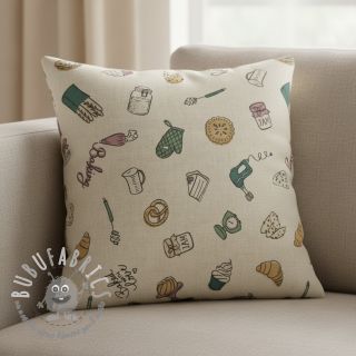 Tessuto decorativo Linenlook premium Bake Off Doodle