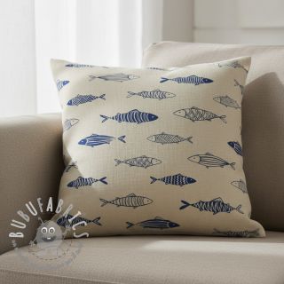 Tessuto decorativo Linenlook premium Fish Swimming School