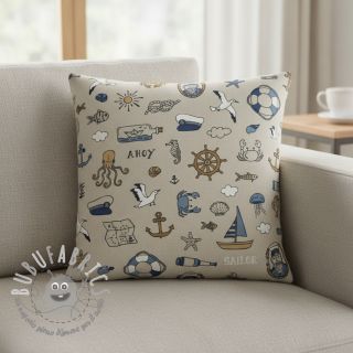 Tessuto decorativo Linenlook premium Nautical Doodle