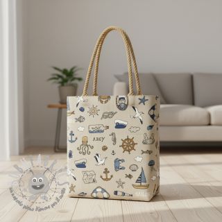 Tessuto decorativo Linenlook premium Nautical Doodle