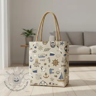 Tessuto decorativo Linenlook premium Nautical Doodle