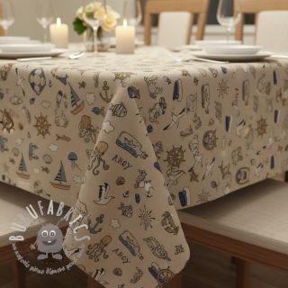 Tessuto decorativo Linenlook premium Nautical Doodle