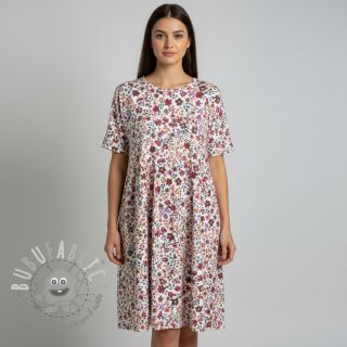 Jersey Flowers burgundy digital print ORGANIC