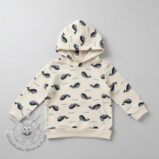 Felpa garzata JOGGING Whales ecru