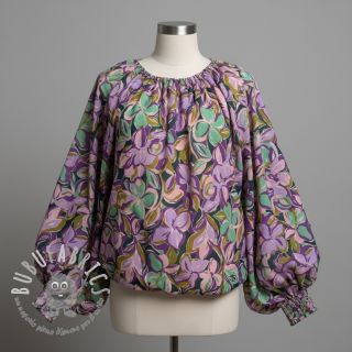 Tessuto di cotone VISCOSE Flowers cobalt