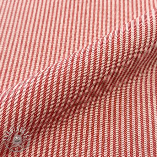 Tessuto decorativo DOBBY Colored stripe poppy red