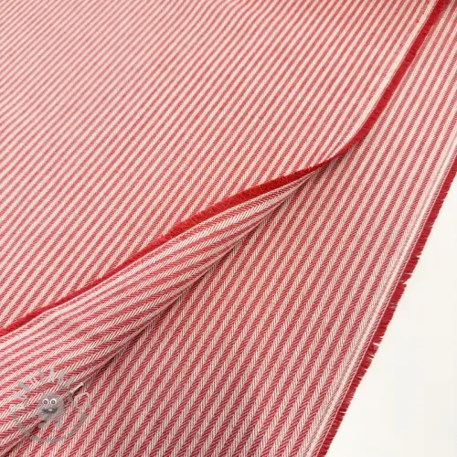 Tessuto decorativo DOBBY Colored stripe poppy red