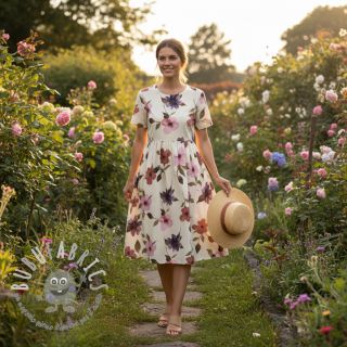 Tessuto di cotone VISCOSE Flowers offwhite digital print